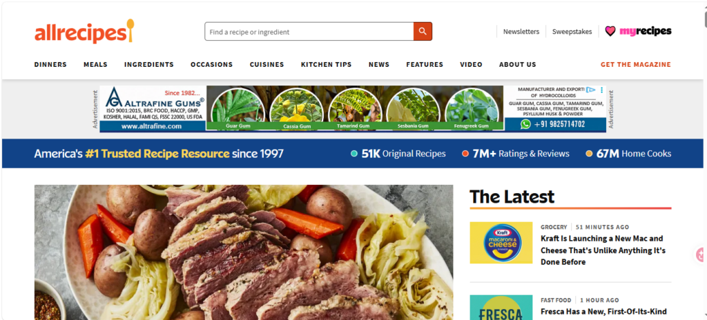 to show ads on allrecipes without ads blocking. 