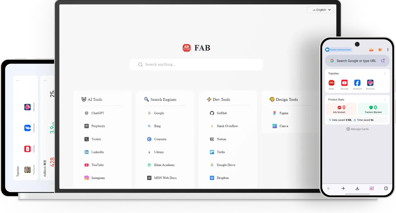 Cross-platform AI ad blocker browser for PC, mobile, and tablet. Blocks ads, enhances privacy, and boosts productivity with smart AI tools for faster, cleaner browsing.